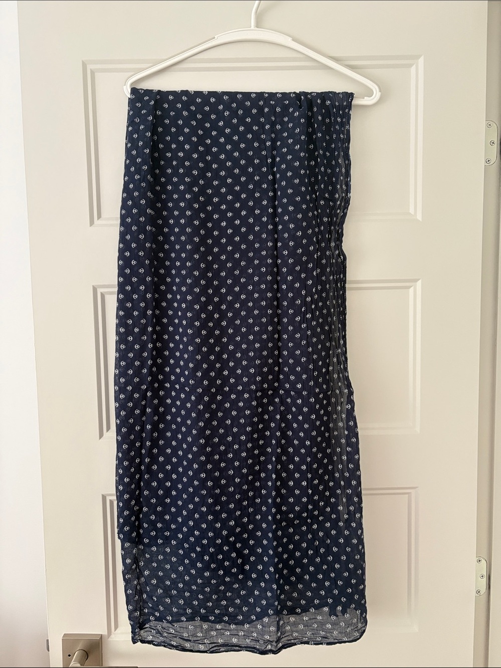 Armor Lux Navy and White Printed Maxi Skirt